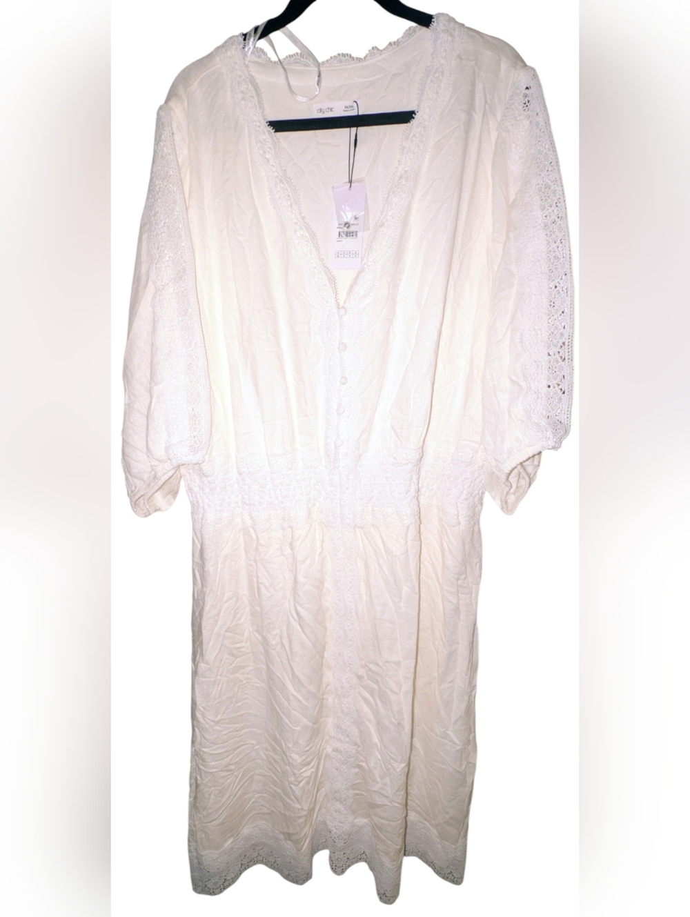 NWT City Chic Dream Belle Ivory Lace Maxi Dress 24 XXL